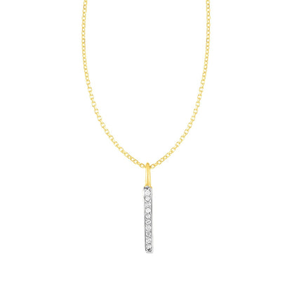 14k Yellow Gold Bar Pendant with Diamonds by Bids.com