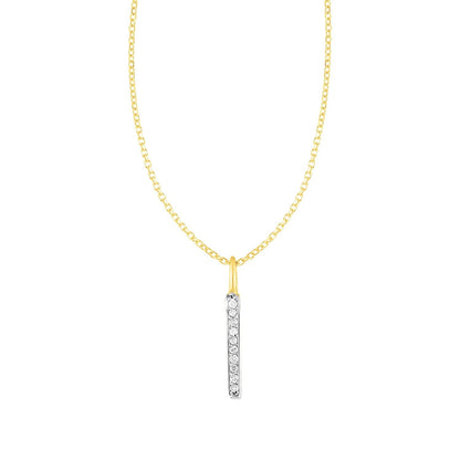 14k Yellow Gold Bar Pendant with Diamonds 