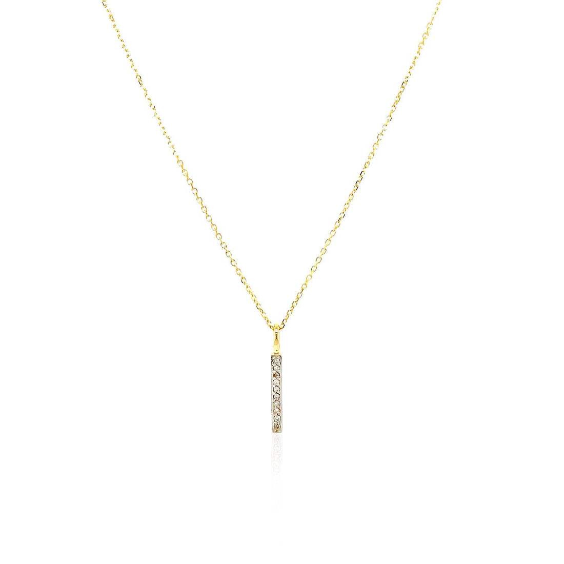 14k Yellow Gold Bar Pendant with Diamonds 