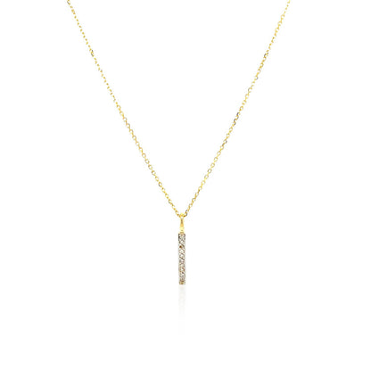 14k Yellow Gold Bar Pendant with Diamonds by Bids.com