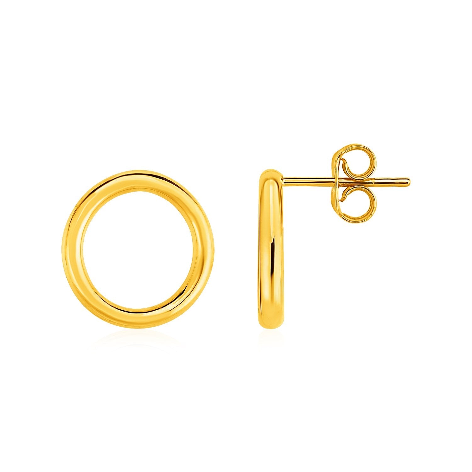 Open Circle Post Earrings in 14k Yellow Gold - DestGlow