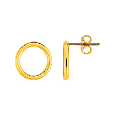 Open Circle Post Earrings in 14k Yellow Gold - DestGlow