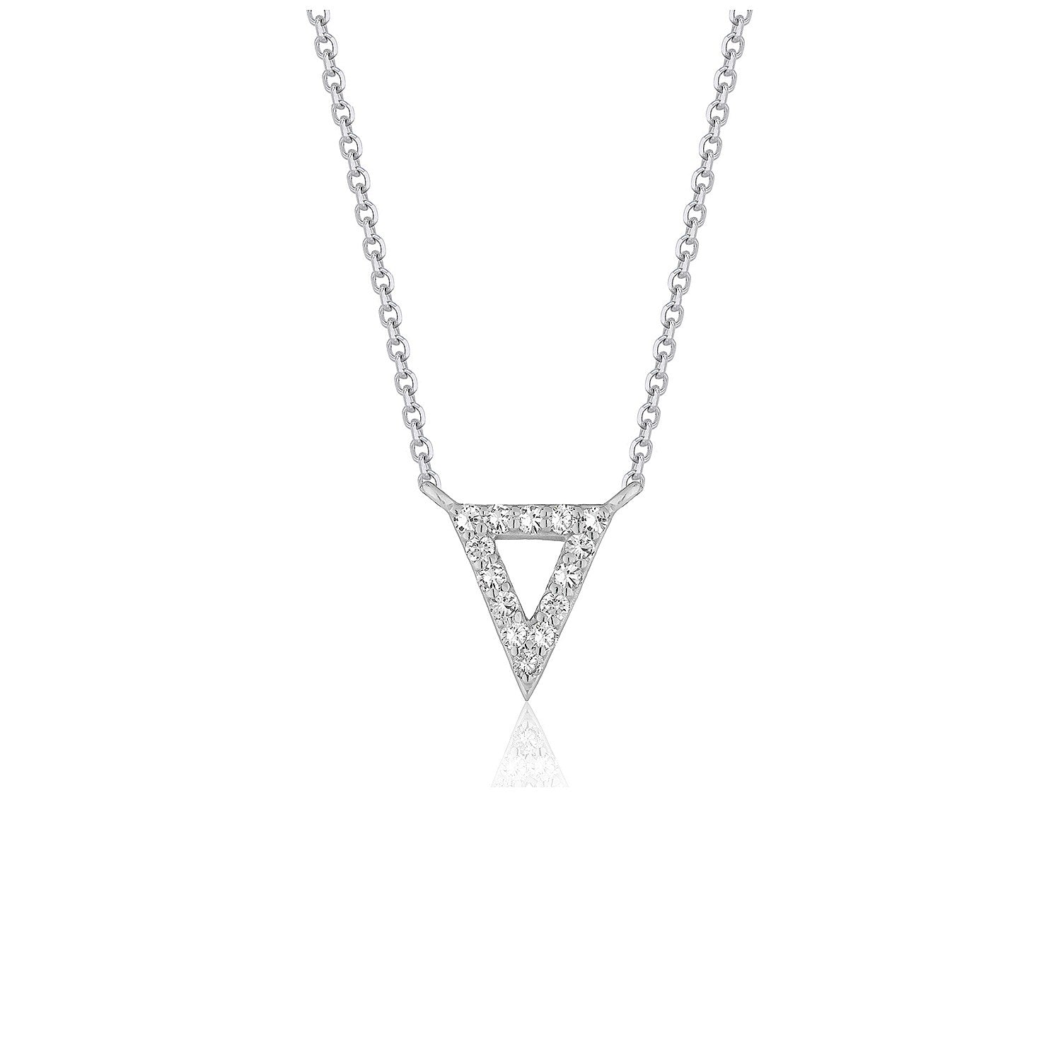 Diamond Inverted Triangle Pendant in 14k White Gold by Bids.com