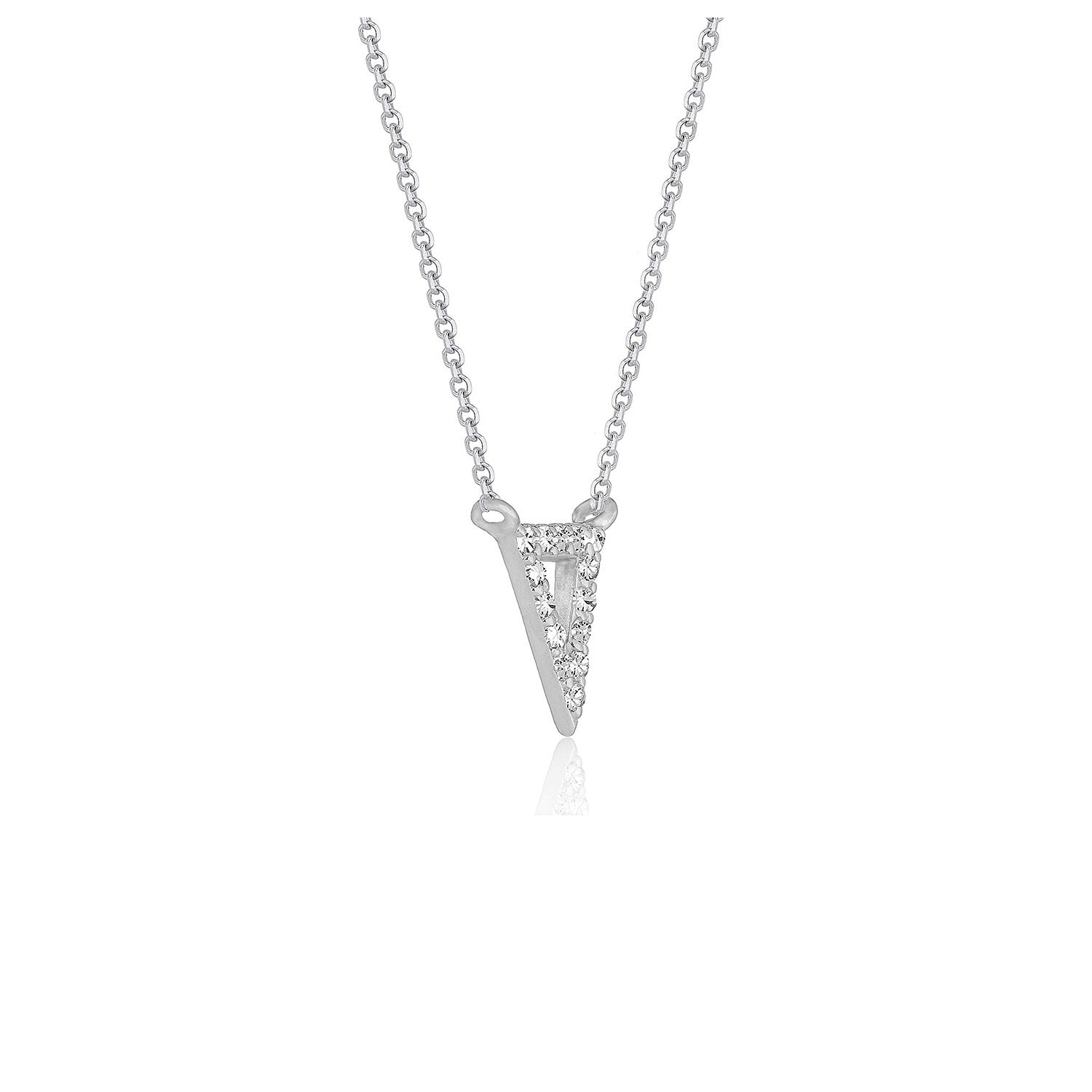 Diamond Inverted Triangle Pendant in 14k White Gold by Bids.com
