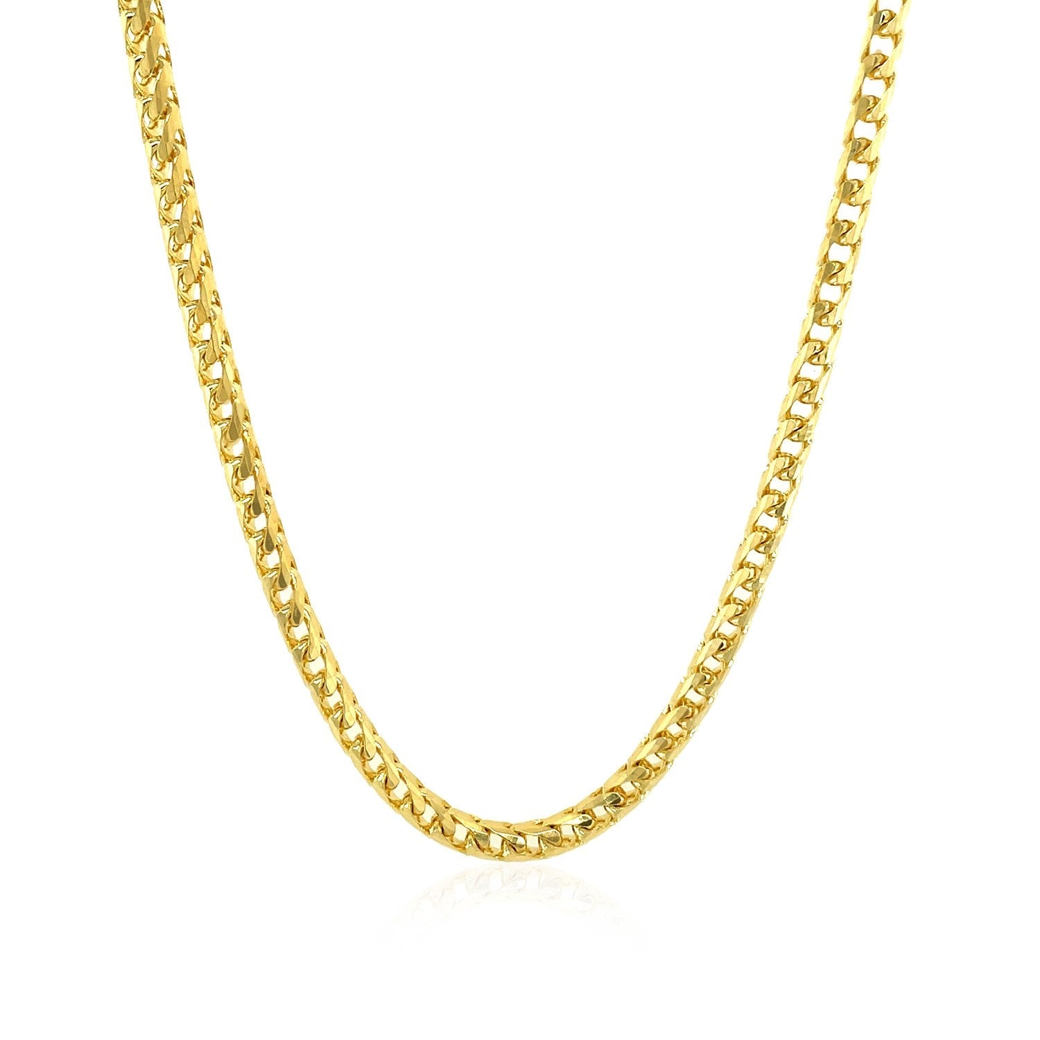 3.1mm 14k Yellow Solid Gold Diamond Cut Round Franco Chain by Bids.com