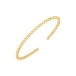 14k Yellow Gold High Polish Bead Cuff Bangle (3mm) - bracelets