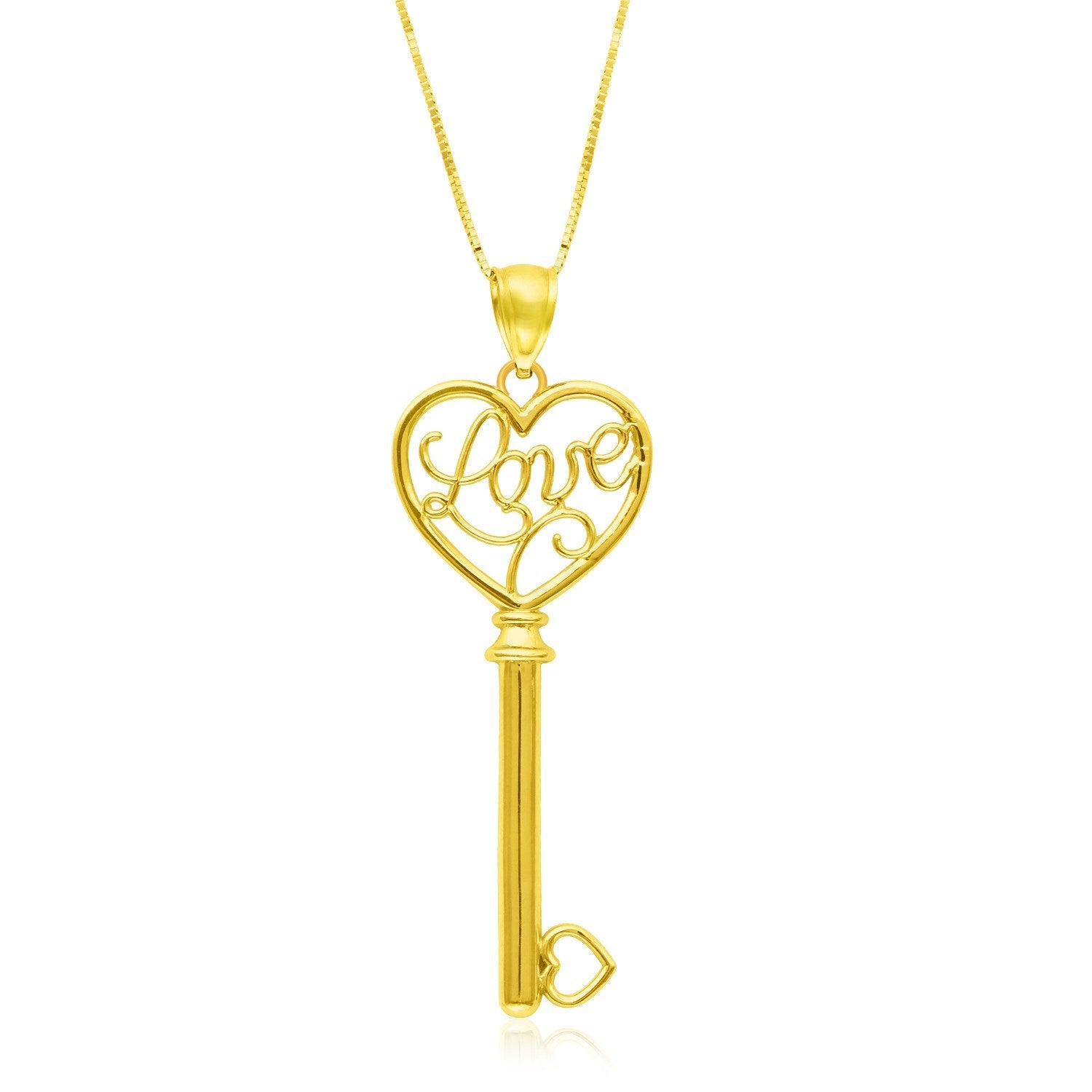 14k Yellow Gold Skeleton Key Style LOVE Pendant by Bids.com