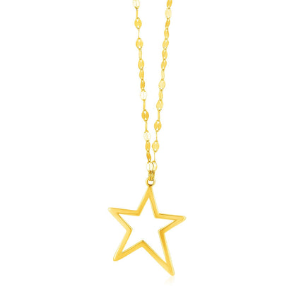 14k Yellow Gold Necklace with Star Pendant - necklaces