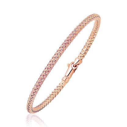 14k Rose Gold Fancy Weave Motif Bangle  DestGlow