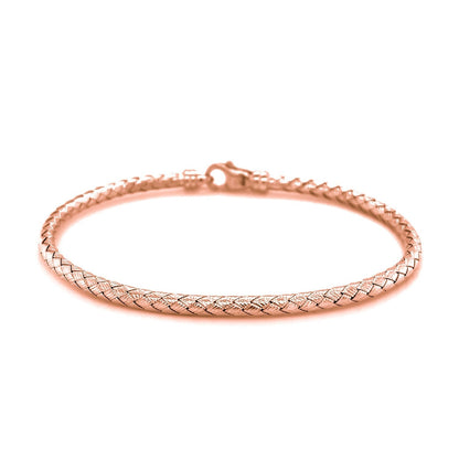 14k Rose Gold Fancy Weave Motif Bangle  DestGlow