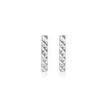 14k White Gold Textured Bar Earrings - accessories