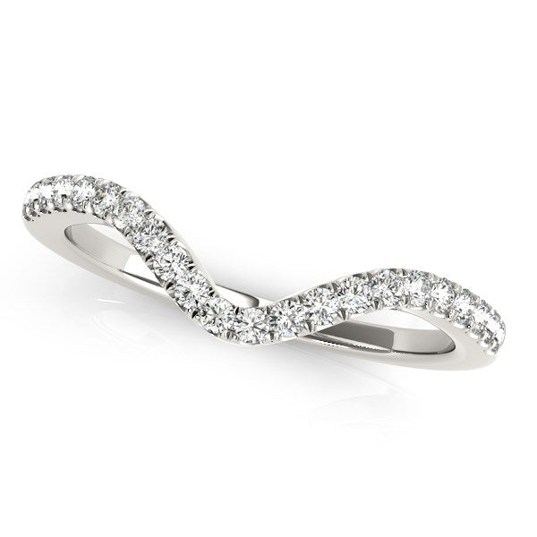 14k White Gold Wavy Design Round Diamond Wedding Ring (1/6 cttw) by Bids.com