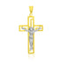 14k Two-Tone Gold Cross with Figure Pendant - necklaces