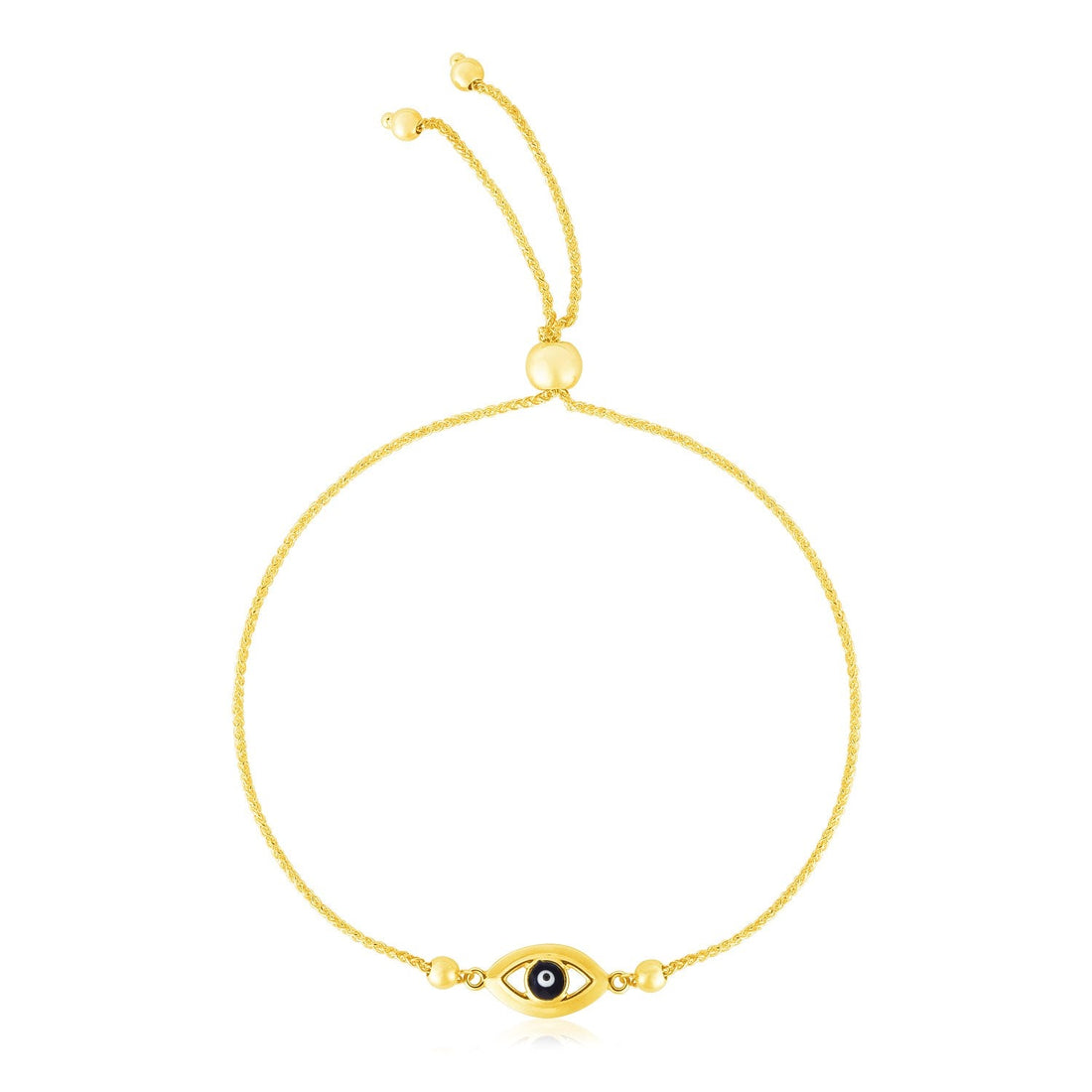 14k Yellow Gold Adjustable Evil Eye Bracelet (1.00 mm) - bracelets