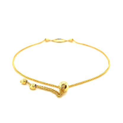 14k Yellow Gold Adjustable Evil Eye Bracelet (1.00 mm) - DestGlow