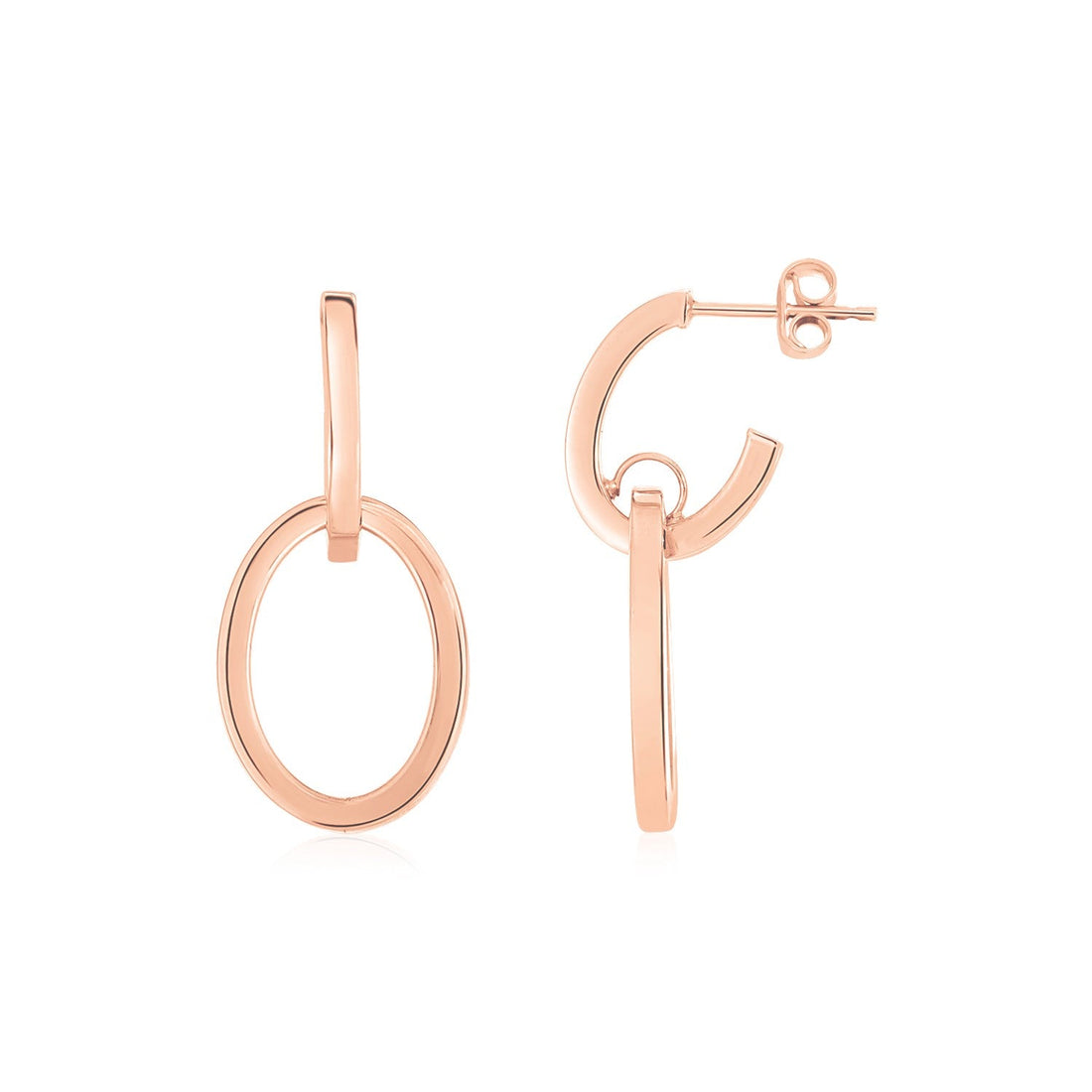 14K Rose Gold Interlocking Drop Hoop Earrings - earrings