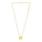 14k Yellow Gold High Polish Circle Disc Paperclip Link Necklace