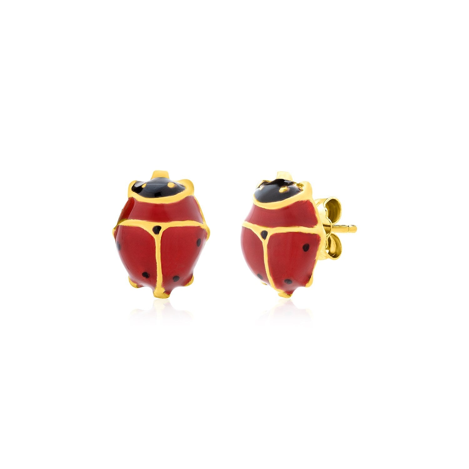 14K Yellow Gold Lady Bug Earrings by Avera Group