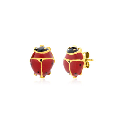 14K Yellow Gold Lady Bug Earrings - accessories