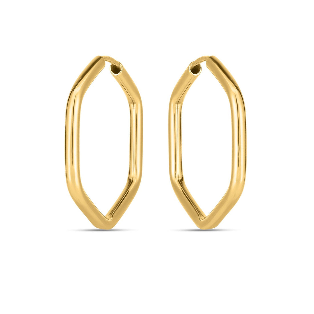 14k Yellow Gold Endless Hexagon Hoop Earrings - DestGlow