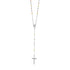 Three Toned Rosary Chain and Bead Necklace in Sterling Silver by Avera Group