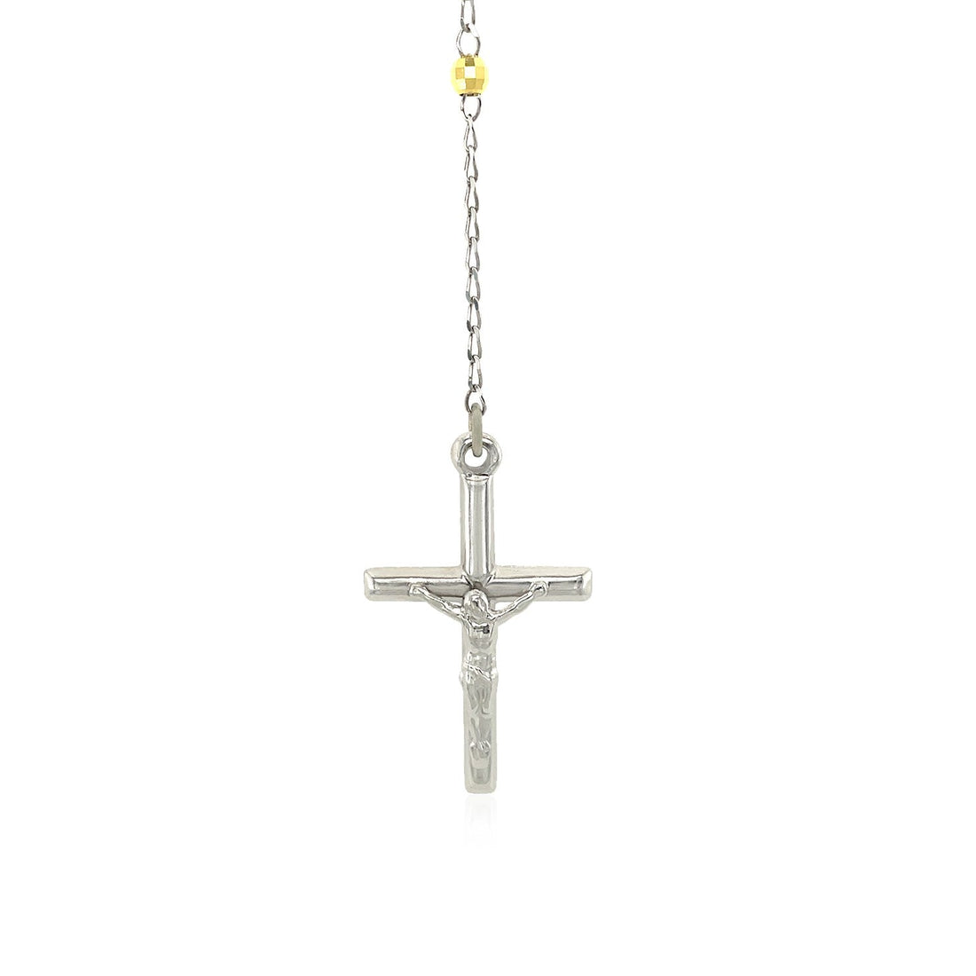Three Toned Rosary Chain and Bead Necklace in Sterling Silver 