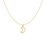 14k Yellow Gold Necklace with Moon - necklaces