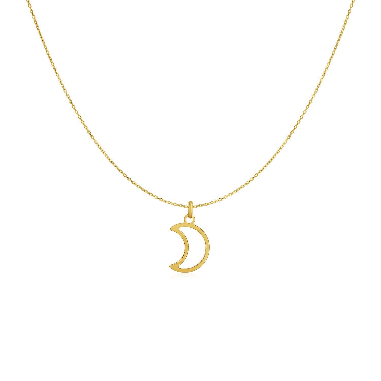 14k Yellow Gold Necklace with Moon - necklaces