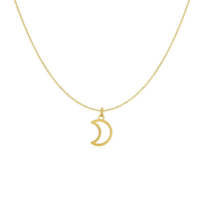14k Yellow Gold Necklace with Moon - necklaces