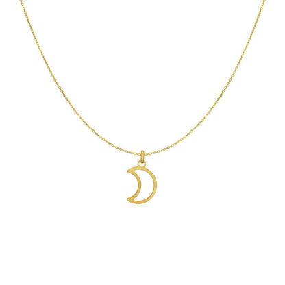 14k Yellow Gold Necklace with Moon - necklaces