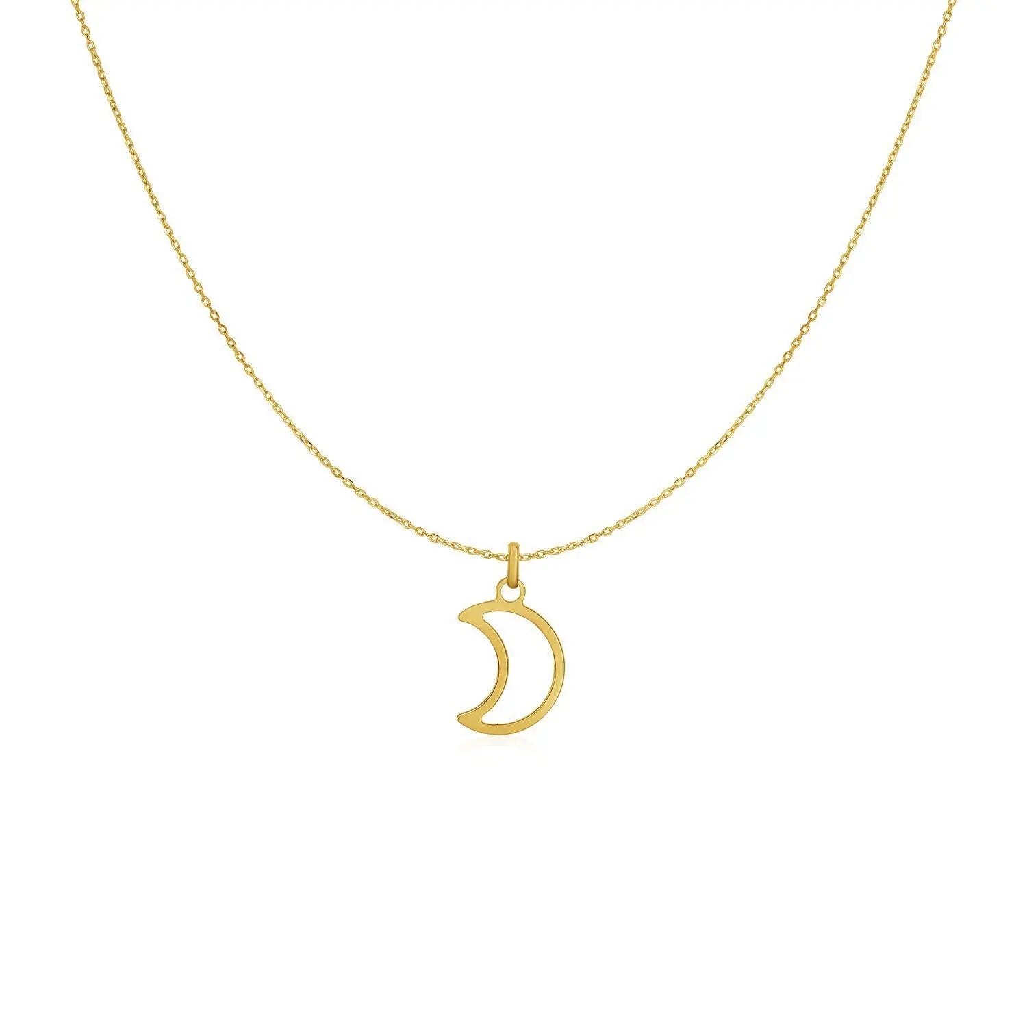 14k Yellow Gold Necklace with Moon 