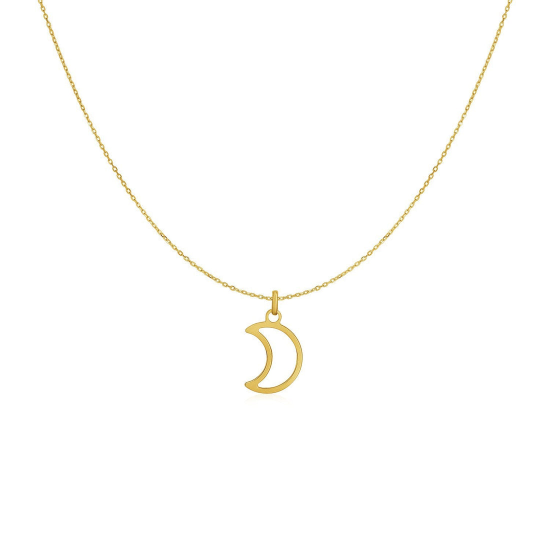 14k Yellow Gold Necklace with Moon - necklaces