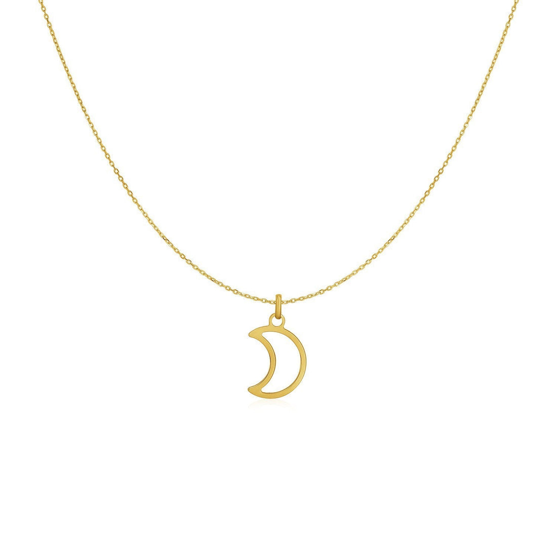 14k Yellow Gold Necklace with Moon 