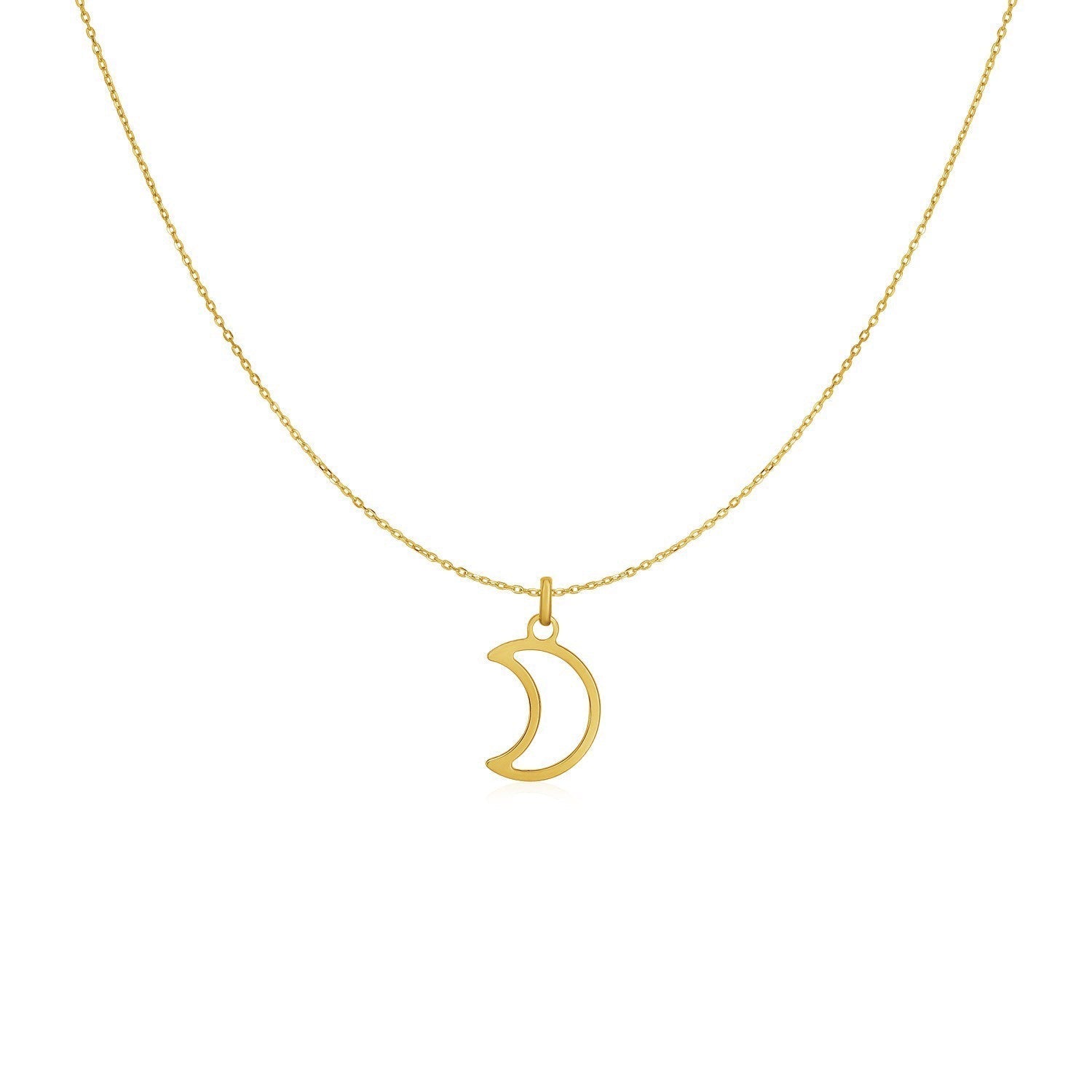14k Yellow Gold Necklace with Moon 