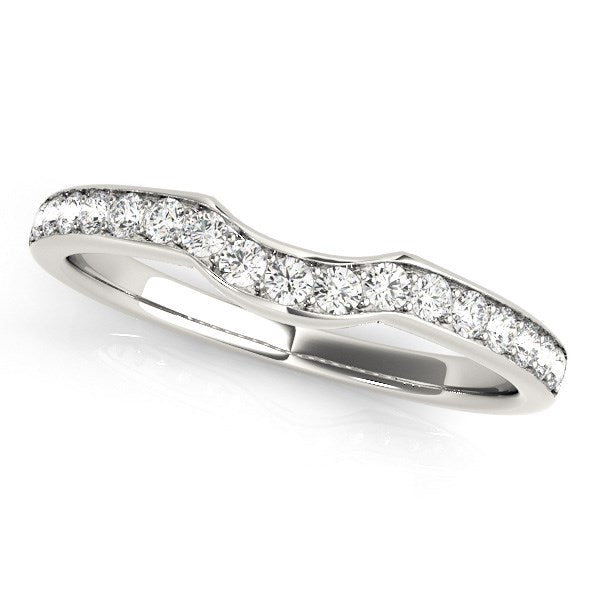 14k White Gold Curved Style Diamond Wedding Ring (1/4 cttw) by Bids.com