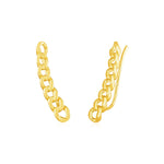 14k Yellow Gold Ear Climber Earring with Chain Links - earrings