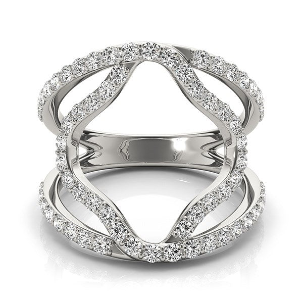 14k White Gold Diamond Flower Style Dual Band Ring (5/8 cttw) by Bids.com