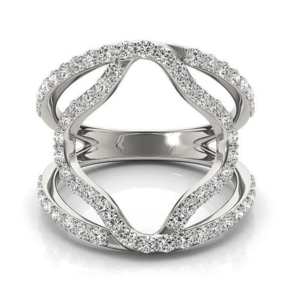 14k White Gold Diamond Flower Style Dual Band Ring (5/8 cttw) by Bids.com