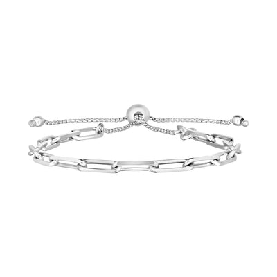 Sterling Silver Paperclip Chain Adjustable Bracelet (3.80 mm) - DestGlow