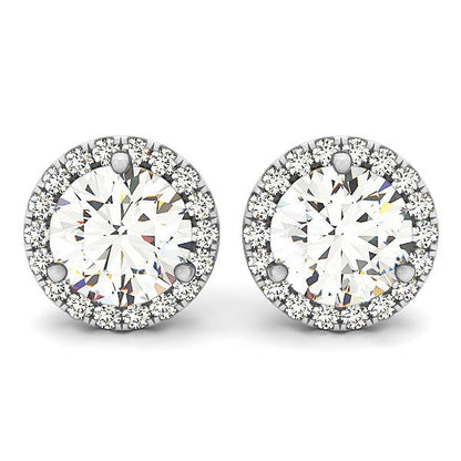 14k White Gold Round Prong Halo Style Earrings (1 cttw) by Bids.com