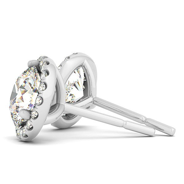 14k White Gold Round Prong Halo Style Earrings (1 cttw) by Bids.com