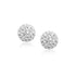 White Tone Crystal Ball Stud Earrings in 14k Yellow Gold(8mm)