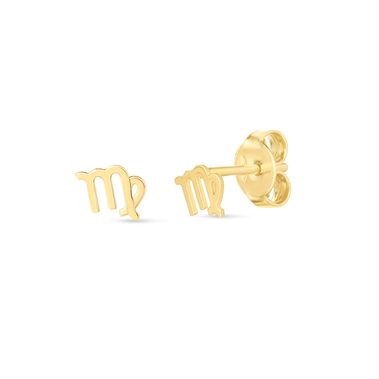 14k Yellow Gold Virgo Stud Earrings - DestGlow