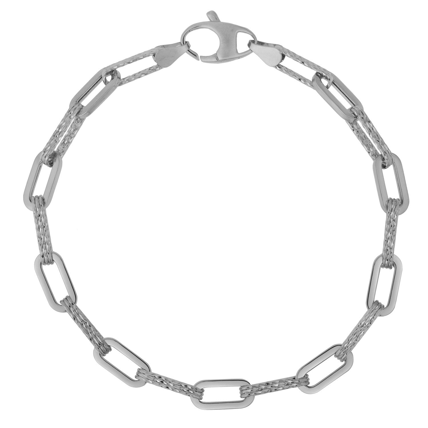 14k White Gold Diamante Paperclip Chain Bracelet (4.00 mm) by Bids.com