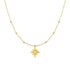 14k Yellow Gold Necklace with Eight Pointed Star and Beads - necklaces