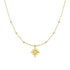 14k Yellow Gold Necklace with Eight Pointed Star and Beads 