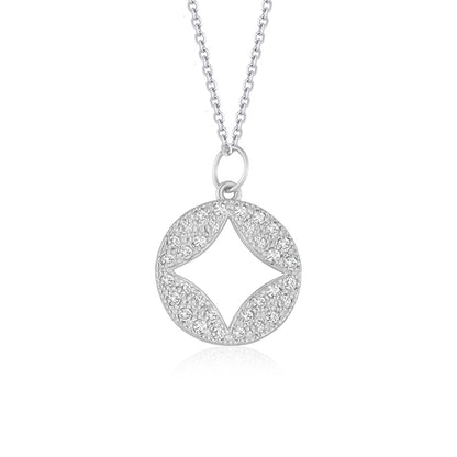 14k White Gold Diamond Studded Circle Pendant with Cut-out (1/3 cttw) by Bids.com