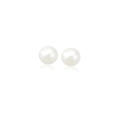 14k Yellow Gold Freshwater Cultured White Pearl Stud Earrings (4mm) - earrings