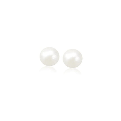 14k Yellow Gold Freshwater Cultured White Pearl Stud Earrings (4mm) - earrings