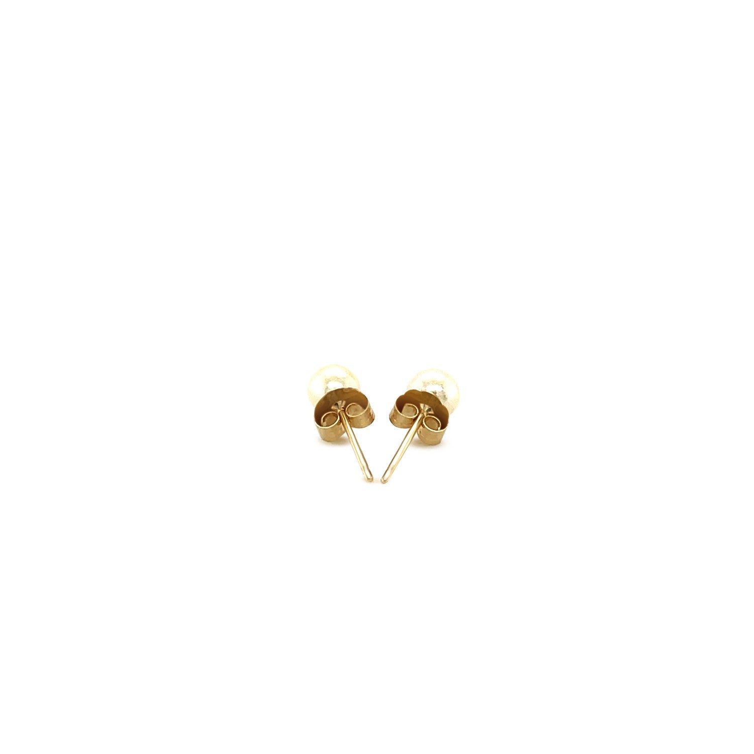 14k Yellow Gold Freshwater Cultured White Pearl Stud Earrings (4mm) - DestGlow